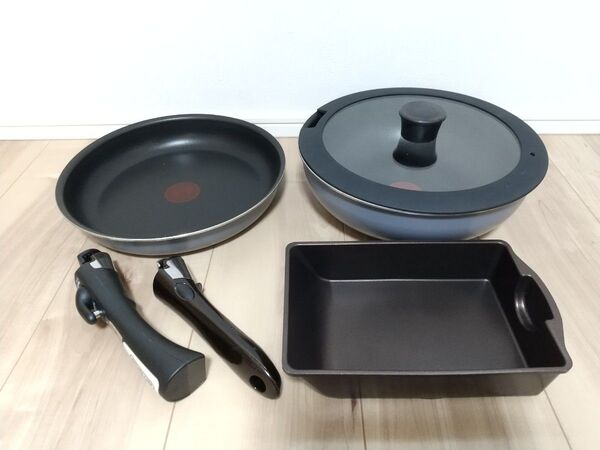 中古 ティファール フライパン ウォックパン 26cm 玉子焼き 6点セット 取っ手がとれる