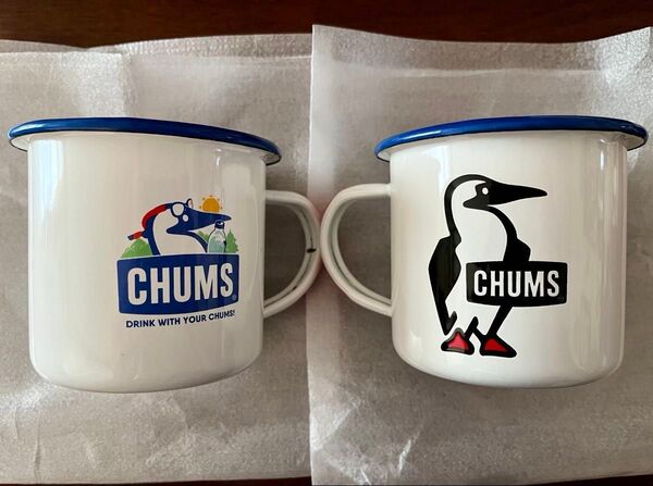 チャムス CHUMS 琺瑯マグカップ 限定ロゴ入り デザイン【2個セット】