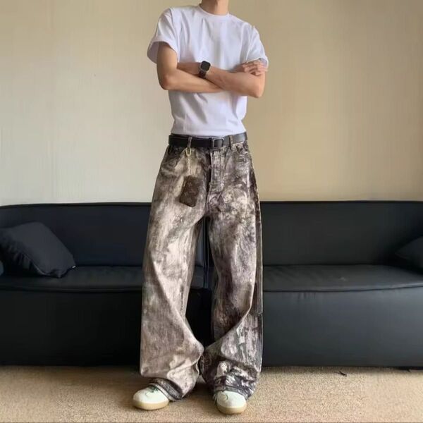 デニムパンツ ワイドパンツ ジーンズ MEDIUM パンツ デニム ゆったり y2k