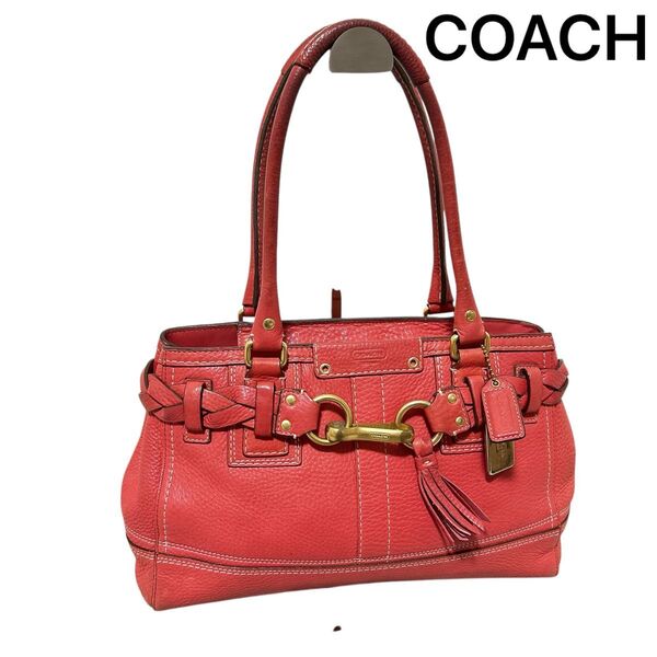 【COACH】 コーチ トートバッグ ハンドバッグ レザー ショルダーバッグ 2way レッド 肩掛け バック