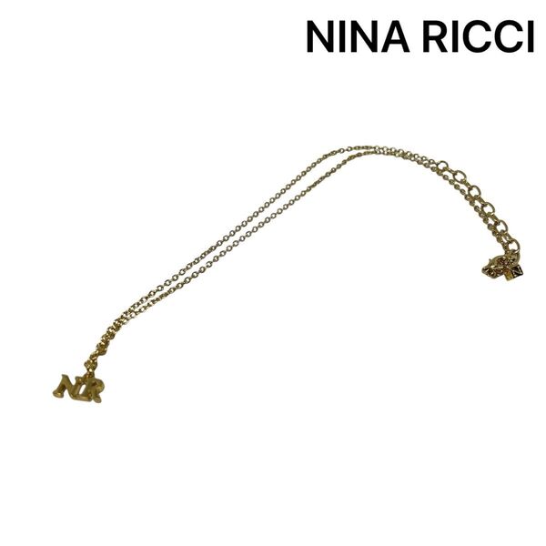 【NINA RICCI】ニナリッチ ネックレス キューブ ロゴ ゴールドカラー ゴールド系 アクセサリー