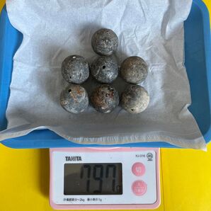 No.2562 釣用オモリ 丸中通しおもり30号 約800g 7個 未使用品 訳あり品 値下げ不可