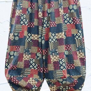 新品★男女兼用 八分丈 和モダン パッチワーク アジアンエスニック サルエルパンツ