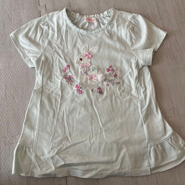 メゾピアノ 半袖 Tシャツ 140 うさぎ トップス カットソー ナルミヤ