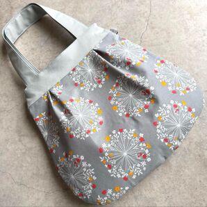 ハンドメイド グラニーバッグ バルーンバッグ トートバッグ ショルダー グレー