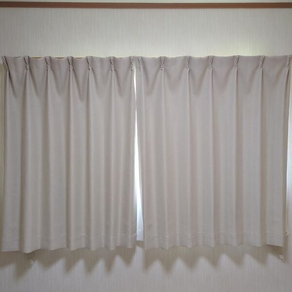 ベルメゾン 厚地カーテン 2枚セット ベージュ 幅100cm×丈120cm 遮光