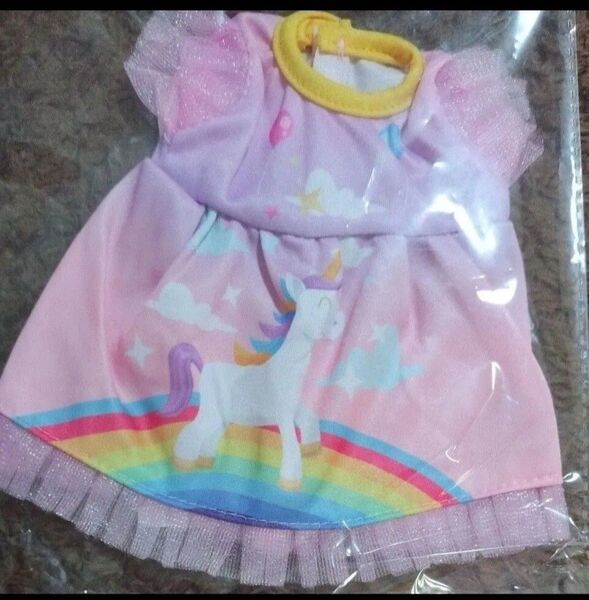 □メルちゃん 洋服 着せ替え フリフリ ユニコーンワンピース ピンク□