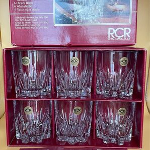 【未使用】イタリア製 RCR ロックグラス 6客セット 24%Pb 高級クリスタルグラス