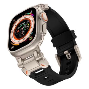 AppleWatch アップルウォッチ バンド ブラック チタン シリコン スポーツ 42/44/45/49mm Ultra 2♪