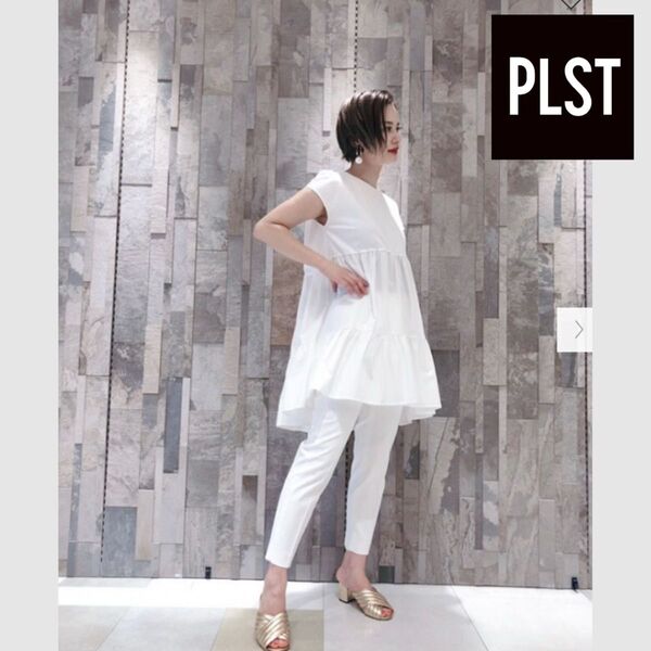 ☆PLST プラステ グロスジャージーティアードフレンチスリーブTシャツ『M』☆