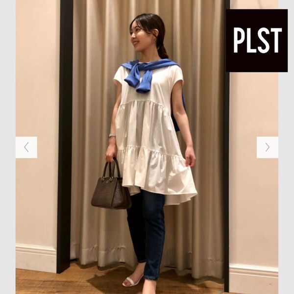 ☆PLST プラステ グロスジャージーティアードフレンチスリーブTシャツ『M』☆