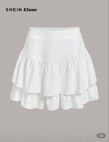 SHEIN EZwear ティアードミニスカート ホワイト