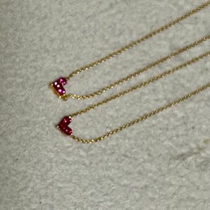 K18 ネックレスMYSTERIOUS HEARTルビー0.25ct2本セット