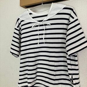 ボーダー柄 セーラーカラーTシャツ niko and.,