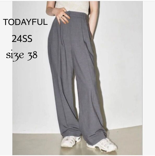TODAYFULトゥデイフル "Heather Tuck Trousers"ヘザータックトラウザース ワイドパンツ