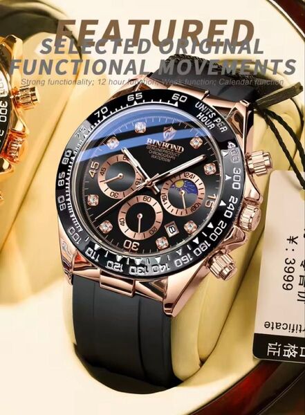 1259w 新品 メンズ腕時計 オマージュ クロノグラフ可動 防水腕時計 ジルコニア カレンダー ステンレス 現品限り