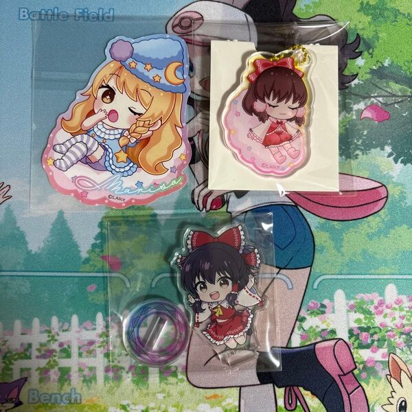 東方Project ステッカー、キーホルダー、アクリルスタンド 魔理沙&霊夢 3個セット