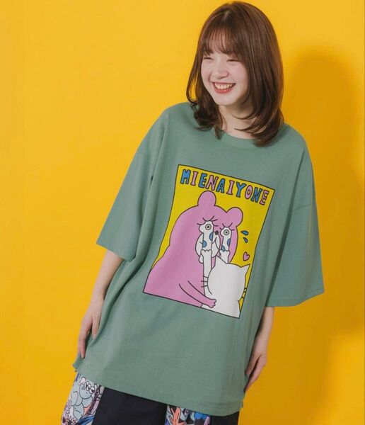 スカラーパリティ scolarparity 352113:ネコとクマとチンアナゴ柄 BIG-Tシャツ