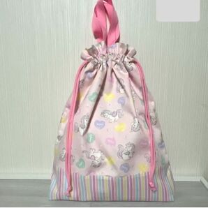 体操着入れ 着替え袋 お着替え袋 パジャマ袋 体操服袋 巾着袋 ハンドメイド 女の子 ユニコーン ペガサス ゆめかわ ハート