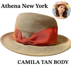 athena new york アシーナニューヨーク CAMILA カミラ ストローハット 麦わら帽子 オレンジリボン 石原さとみ