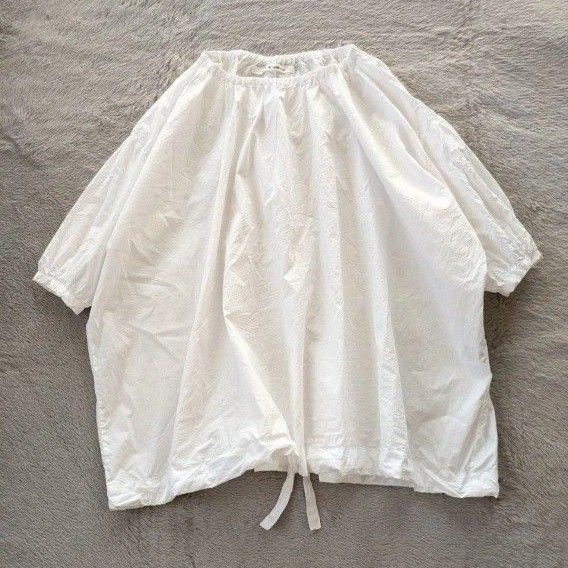 plaisir du sabbatum プルオーバーブラウスシャツ 白 綿シャツ 大きいサイズ コットン