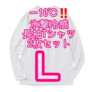【ホワイトL】2枚セット 氷撃冷感(R)-10℃長袖Tシャツ ワークマン