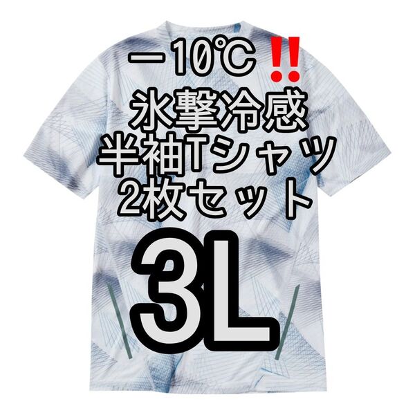 【ジオホワイト3L】2枚セット 氷撃冷感(R)-10℃半袖プリントTシャツ ワークマン