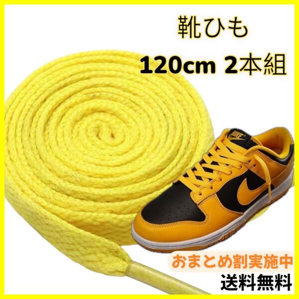 靴紐 120cm 黄色 イエロー シューレース 2本組 ユニセックス ナイキ アディダス NB 替え用