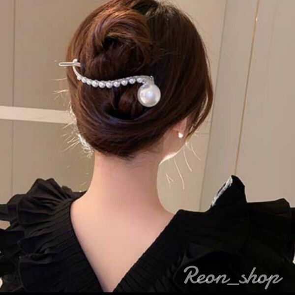 【セール】ヘアクリップ ヘアアクセ バレッタ まとめ髪 髪飾り 髪留め 結婚式 シルバー ゴールド パール 上品 韓国