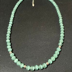 アクアグリーンキャッツアイネックレス/レディース 6mm ネックレス アクセサリー