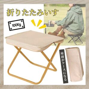 折りたたみチェア 折りたたみ椅子 携帯 軽量 ジッパー収納 耐荷重100kg