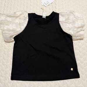 apreslescours シアースリーブバックリボンTシャツ