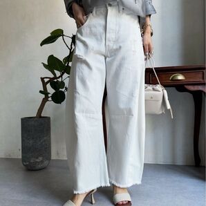DouDou カーブデニム ダメージカーブデニム ホワイト 38 デニム ワークパンツ ジーンズ デニムパンツ