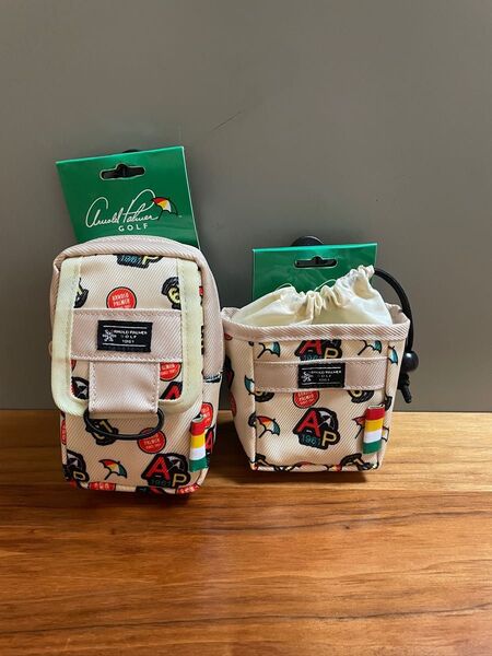 セット売 アーノルドパーマー ベージュ ボール 巾着 ケース ポーチ ゴルフ
