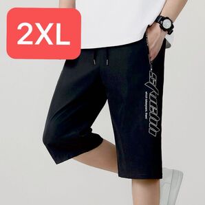 メンズハーフパンツ メンズパンツ 半ズボン ブラック 速乾 軽量 冷感 サラサラ ハーフパンツ ジャージ 黒 スポーツ 2XL