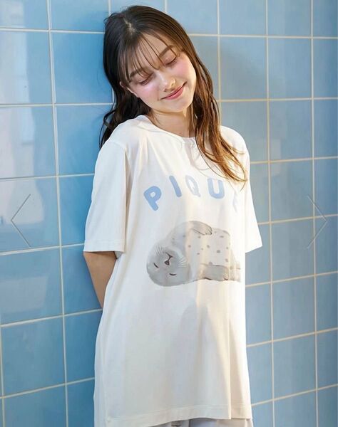 ジェラートピケ 【接触冷感】あざらしワンポイントTシャツ