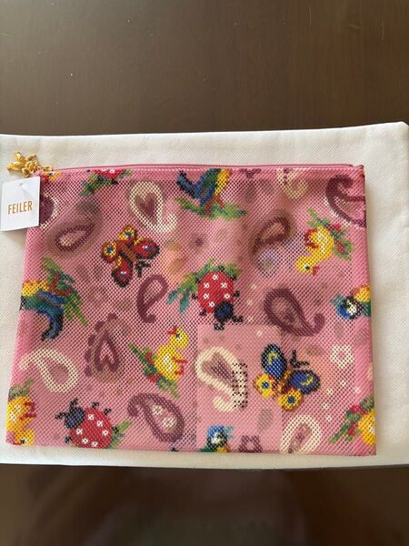 ★新品未使用★FEILER フェイラー メッシュポーチ ピンク (Lサイズ)
