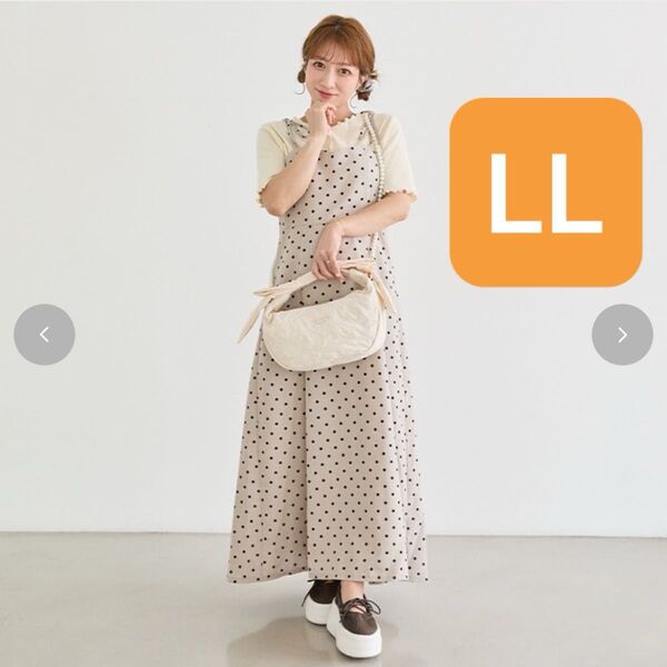 新品 アンジュシャルム 辻希美 しまむら LLドット キャミワンピース