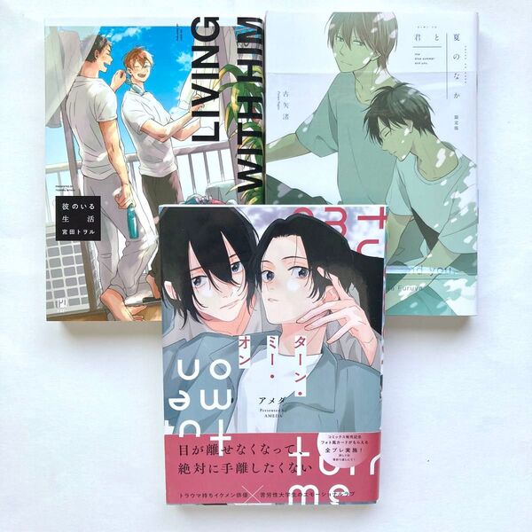 BL漫画3冊セット 彼のいる生活 宮田トヲル ターンミーオン アメダ 君と夏のなか 限定版 古矢渚 大学生 ボーイズラブ コミック