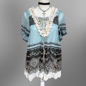 axes femme 半袖 チュニック ワンピース フリル 森ガール