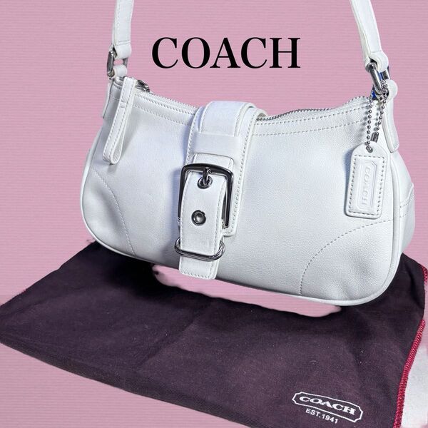 極美品 COACH レザー ショルダーバッグ 7450 ホワイト 肩掛け ソーホー コーチ