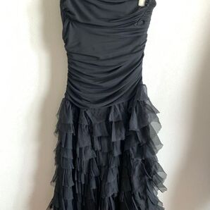 【BCBGMAXAZRIA】ブラックドレス ベアトップ 膝下 XS ドレス ワンピース