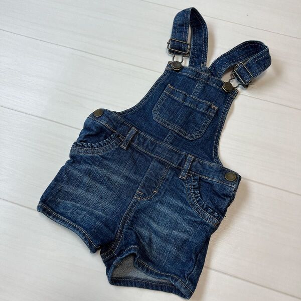 GAP ギャップ 80 デニムサロペット フリル ベビー ショートパンツ ポケット付き
