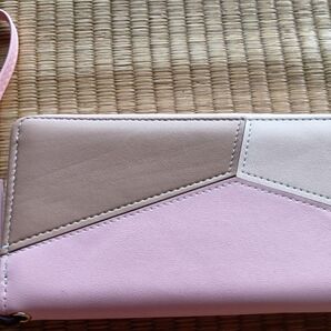 【未使用.新品】 長財布 ピンク 可愛い ストラップルつき ファスナー ウォレット