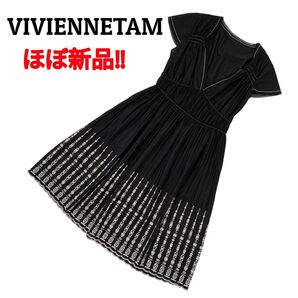 【ほぼ新品】VIVIENNETAM ヴィヴィアンタム 刺繍ワンピース ブラック ワンピース