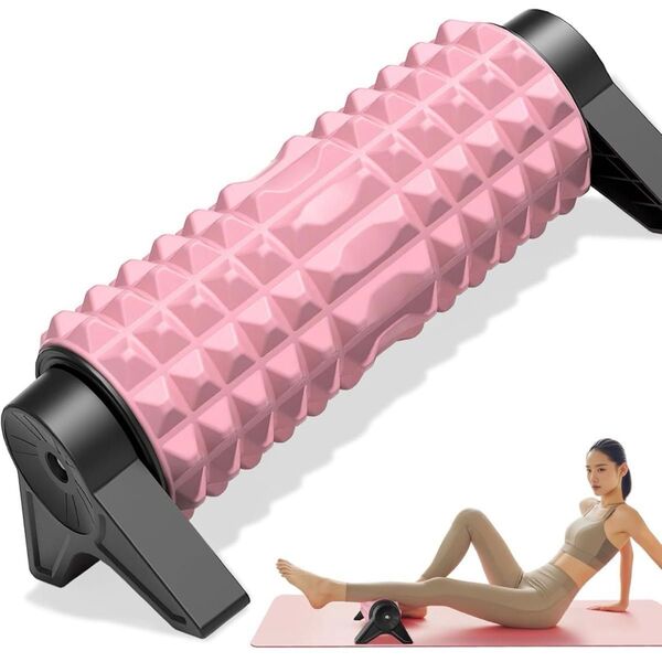 フォームローラー 筋膜リリース 三角スタンド型 ストレッチ 筋肉ほぐし ヨガポール フィットネス ピンク リラックス コンパクト