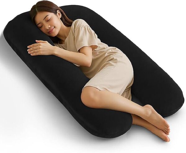 抱き枕 U型 全身サポート × 快眠設計 × 体圧分散約リラックス 安眠 男女兼用 ブラック リラックス