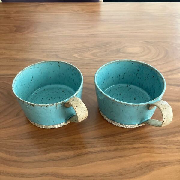 美濃焼 マグカップ スープカップ ペアカップ 2個セット ターコイズ 多目的カップ 光陽陶器 食器 朝食 ランチ ブランチ