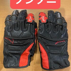 クシタニ KUSHITANI K-5340 AIR GPS GLOVESエアーGPSグローブ サイズL 黒/赤 レザー 本革