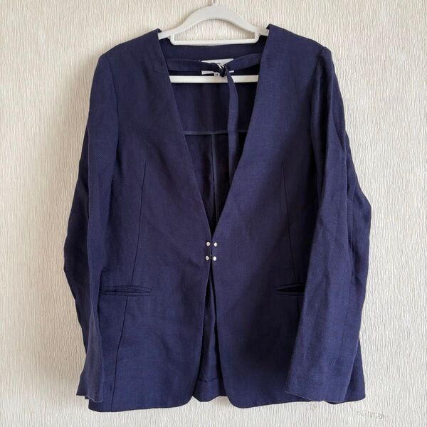 GLOBALWORK ノーカラージャケット ネイビー M